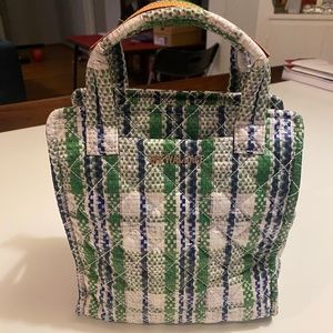 Mz wallace mini box tote in green / blue plaid